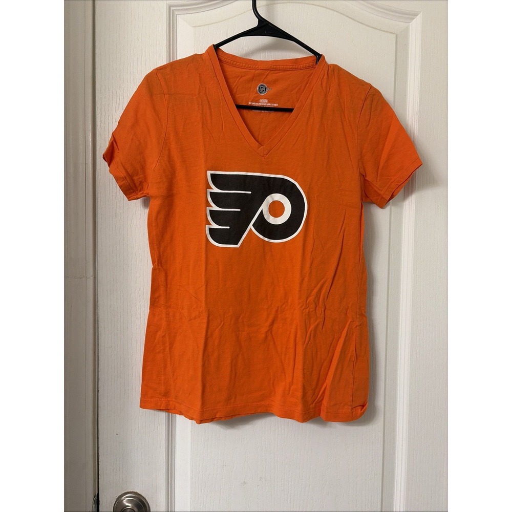 Women's Philadelphia Flyers Fanatics Orange Primary Logo Team V-Neck Size Medium - Picture 2 of 5